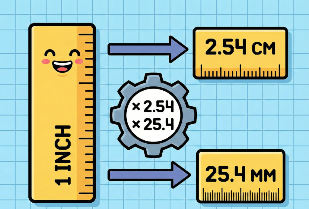 1 inch berapa cm, 1 inch berapa mm