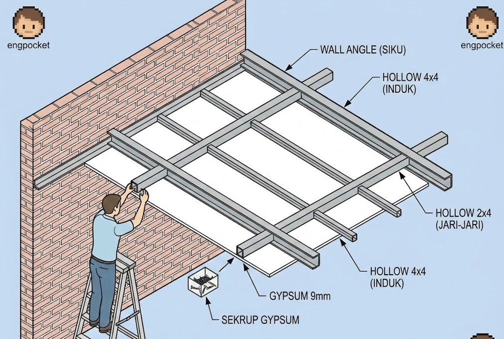 Cara menghitung kebutuhan plafon gypsum