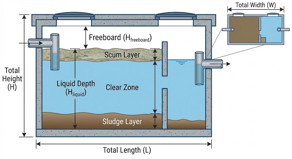 cara hitung ukuran septic tank